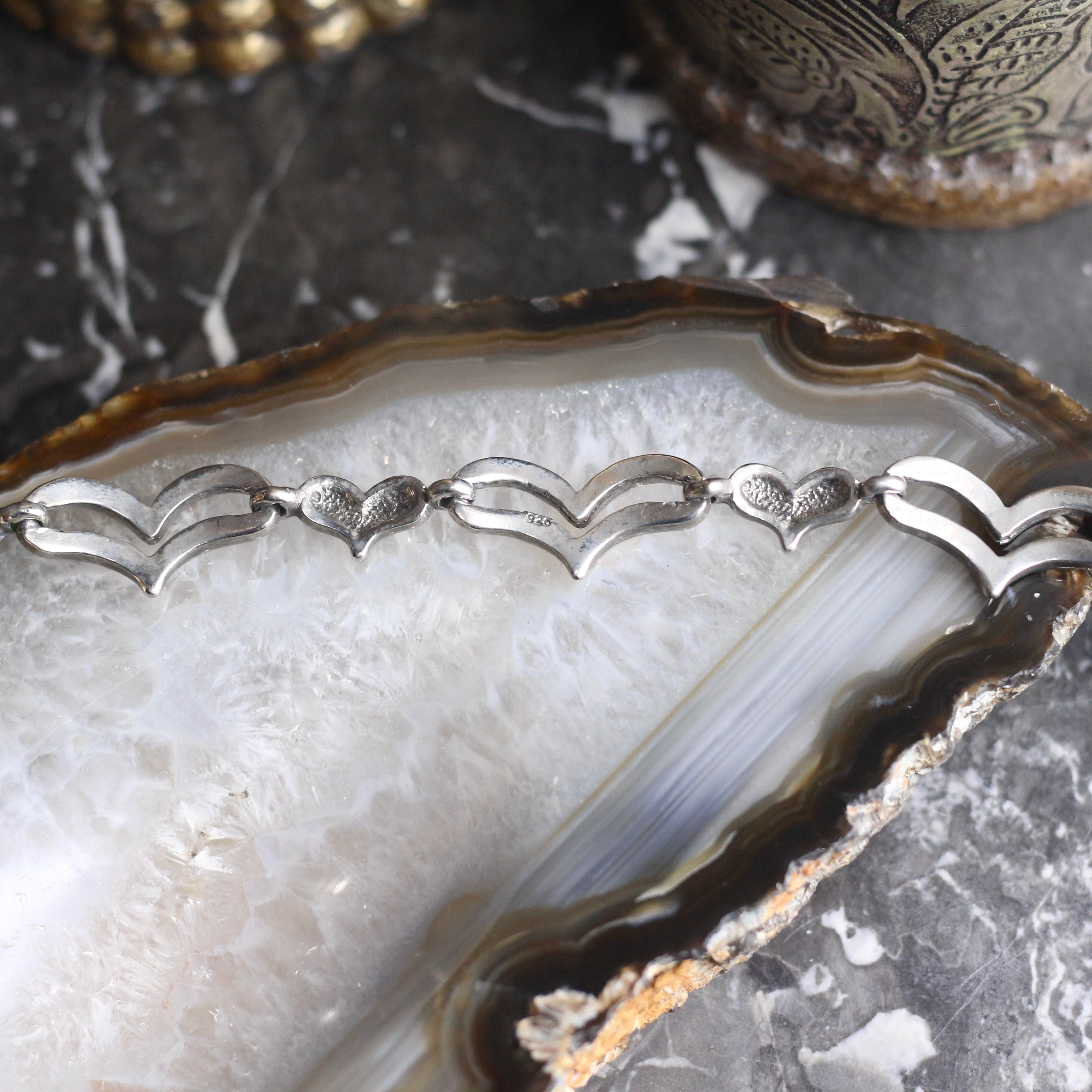 シルバー925 ヴィンテージブレスレット ハート USA VINTAGE HEART DESIGN CHAIN SILVER 925 BRACELET/アメリカ古着