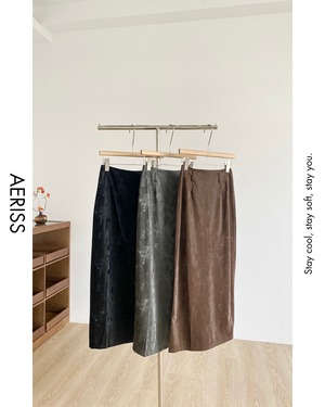 ストレートフェイクレザースカート 3color A0737