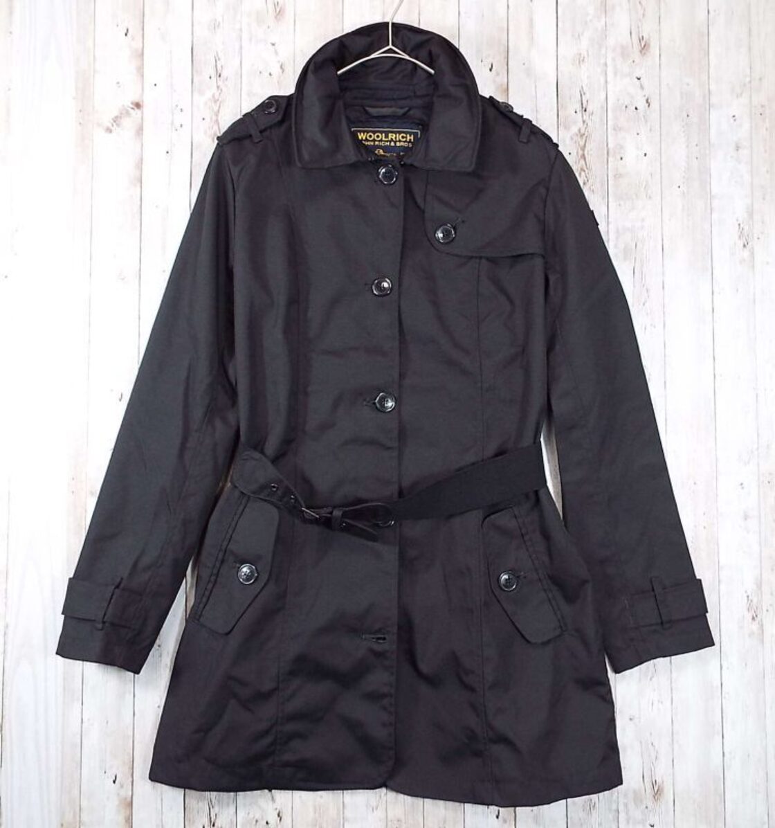 ほぼ未使用】WOOLRICH ウールリッチ ナイロン トレンチコート ブラック 