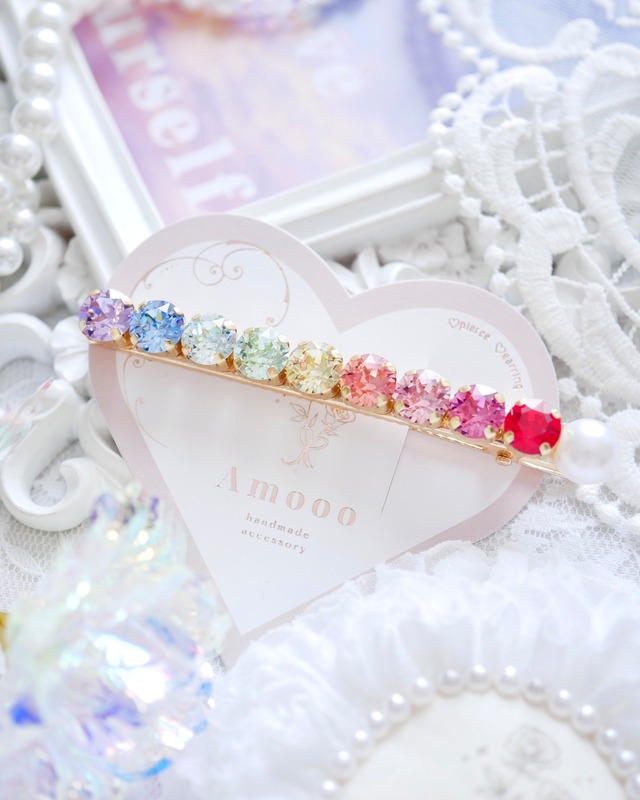 【数量限定】8706 クリスタルレインボーヘアクリップ