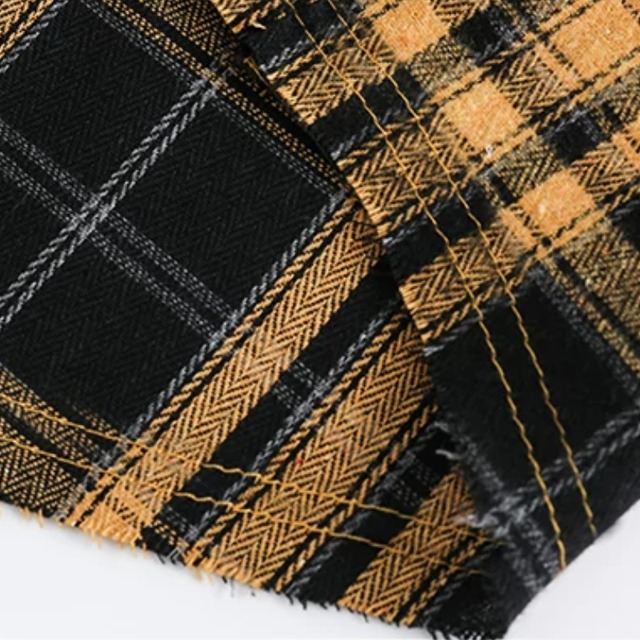 yellow check denim point shirt　イエローチェック柄デニムポイントシャツ　J2173