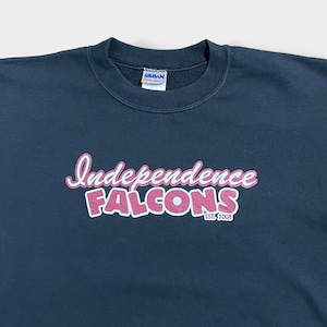 【GILDAN】インディペンデンス高校 フットボール ファルコンズ バックロゴ Independence Falcons's ロゴ プリント スウェットトレーナー プルオーバー 黒 M US古着