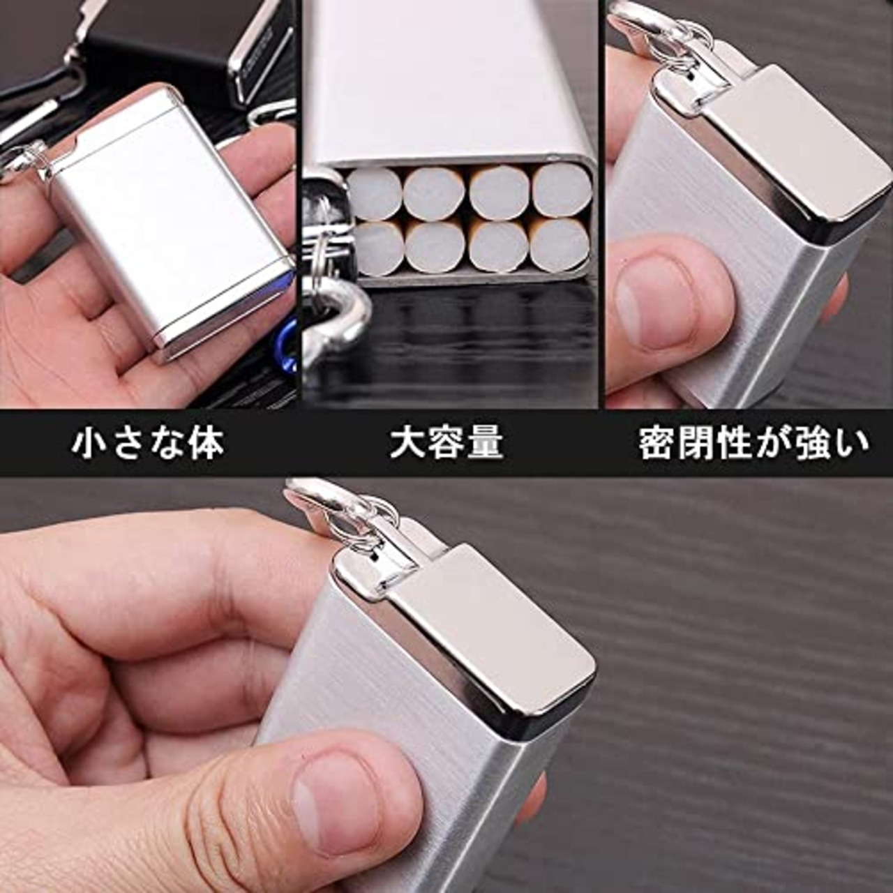 YINKE 携帯灰皿 灰皿 大容量 アッシュトレイ ポータブル 携帯用シガレットケース 車用灰皿 密閉 かわいい 臭わない (シルバー)