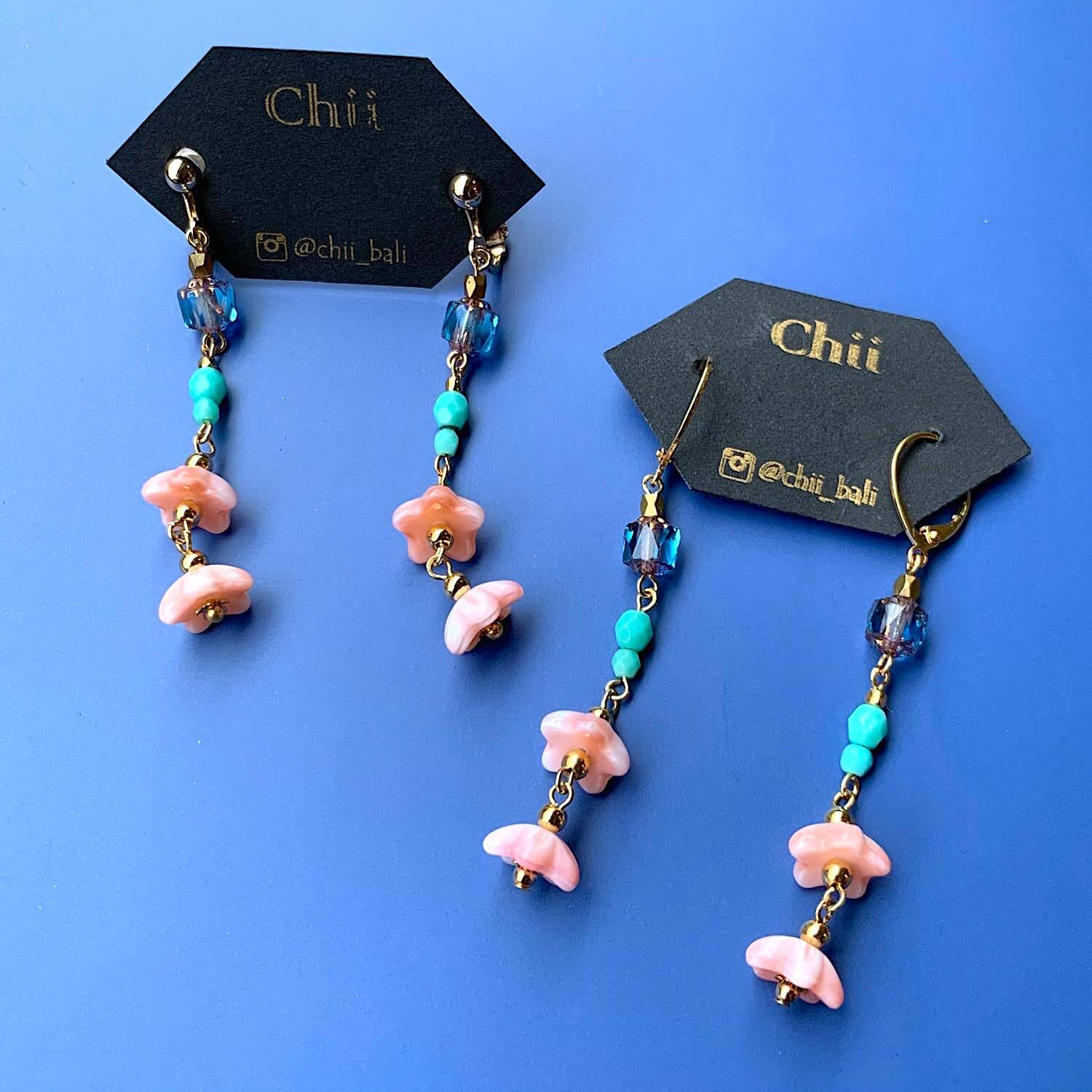 Chii ピンクチェコのピアス/イヤリング | Dua-アクセサリーパーツショップ
