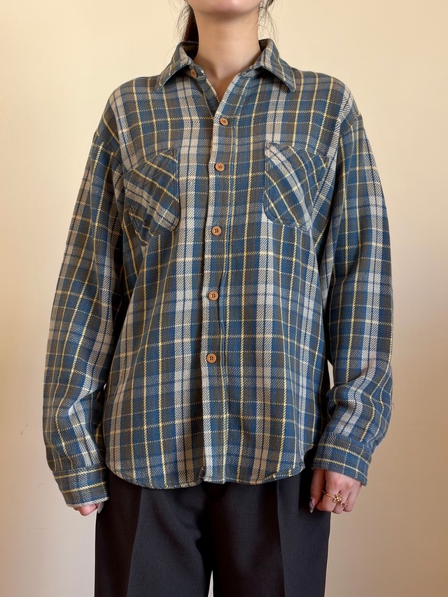 BL17-1 USED CHECK SHIRT "BIG MAC" -BLUE-