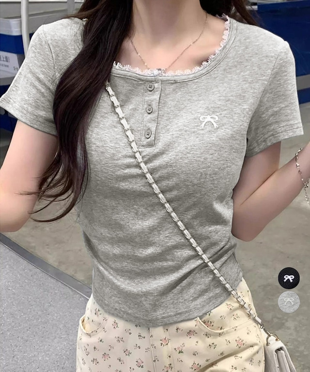 ワンポイントリボンTシャツレース