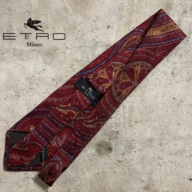 〖ETRO〗paisley patterned design silk necktie/エトロ ペイズリー柄 デザイン シルク ネクタイ/#0630/osaka
