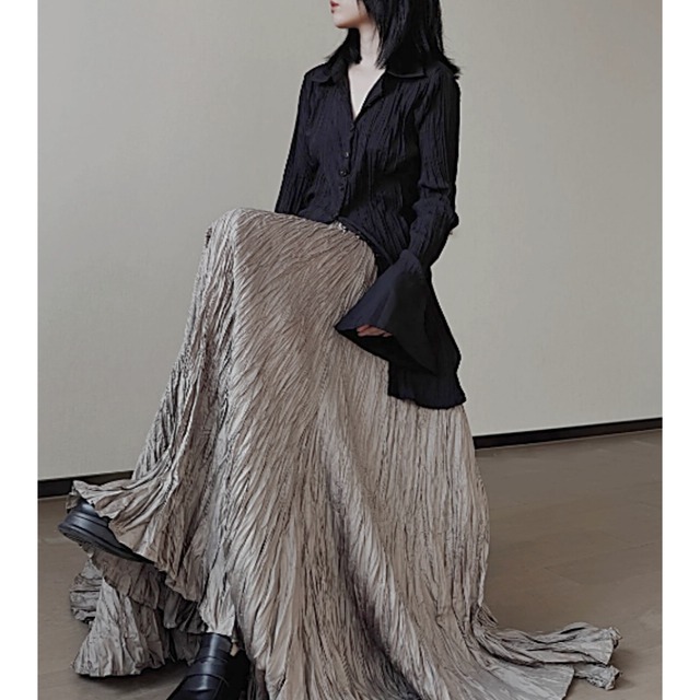 Dull color silhouette skirt C0282