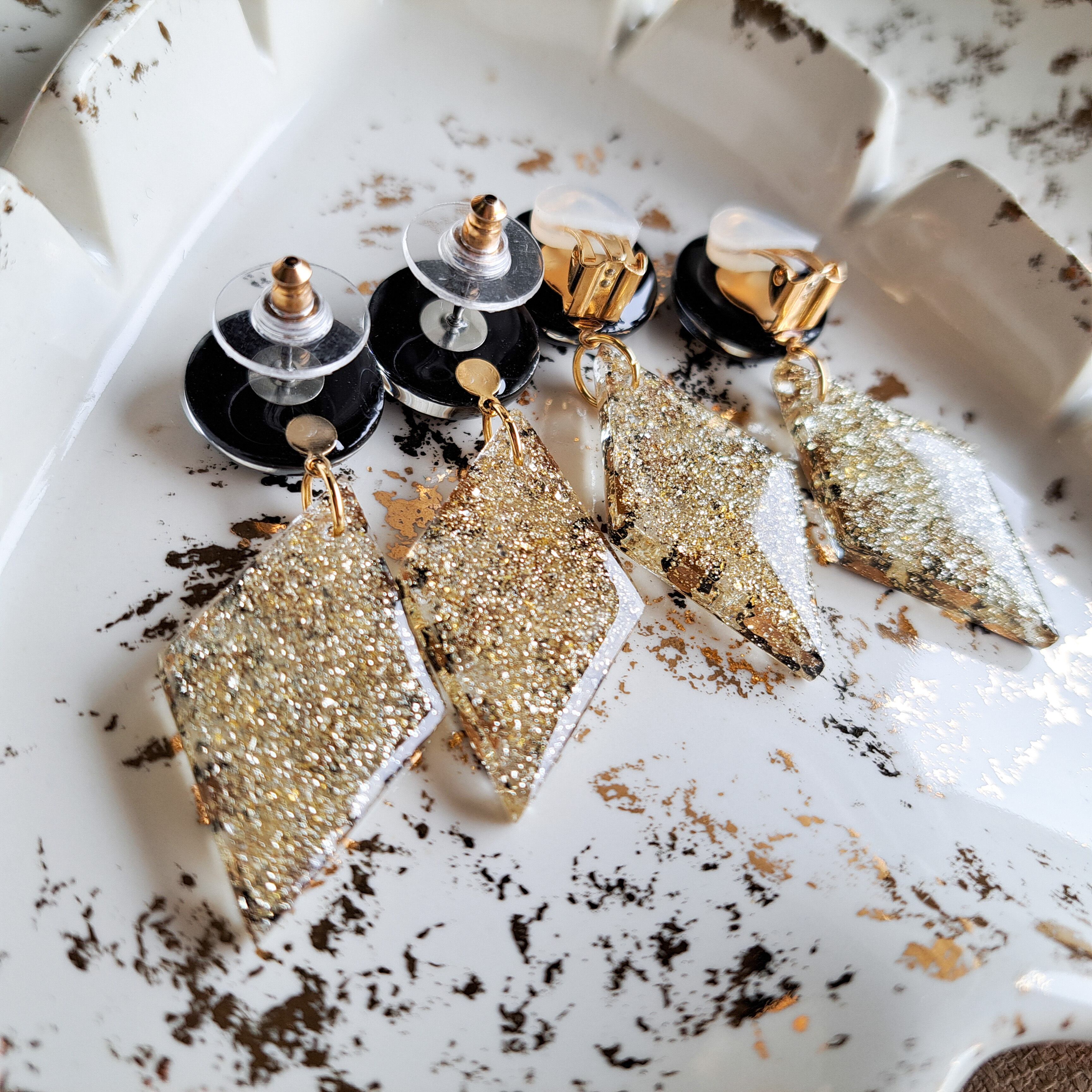 レオパードダイヤピアス・イヤリング【ブラック】ヒョウ柄ピアス 豹柄