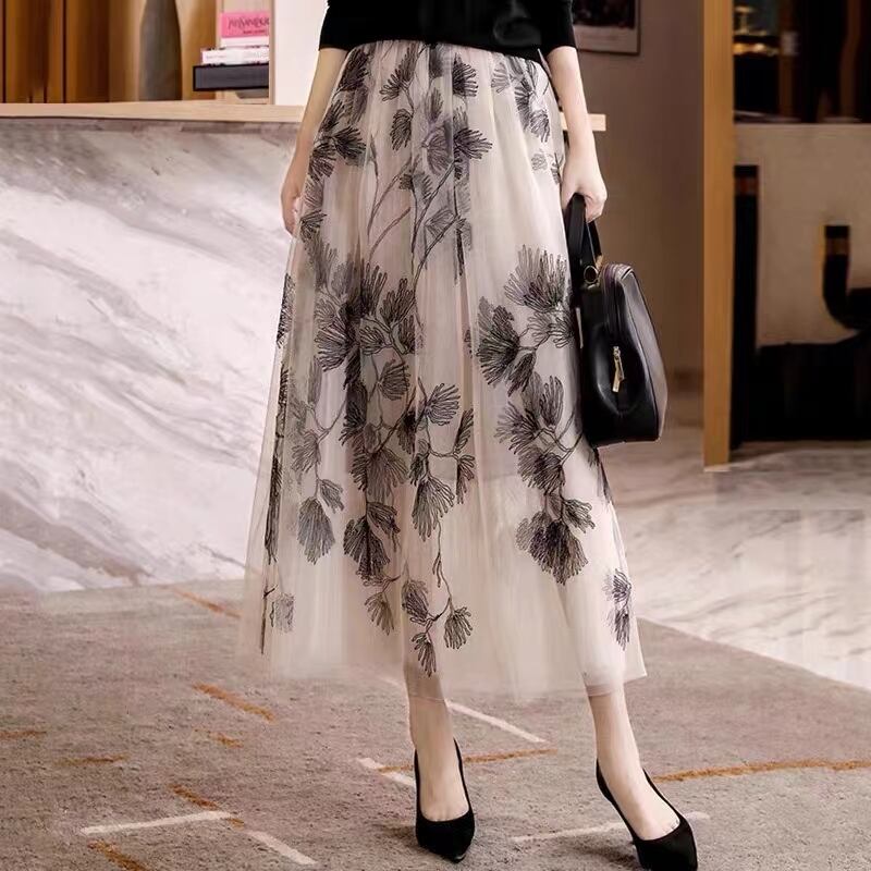 チュール重ね　大柄スカート　AJ11394-D001