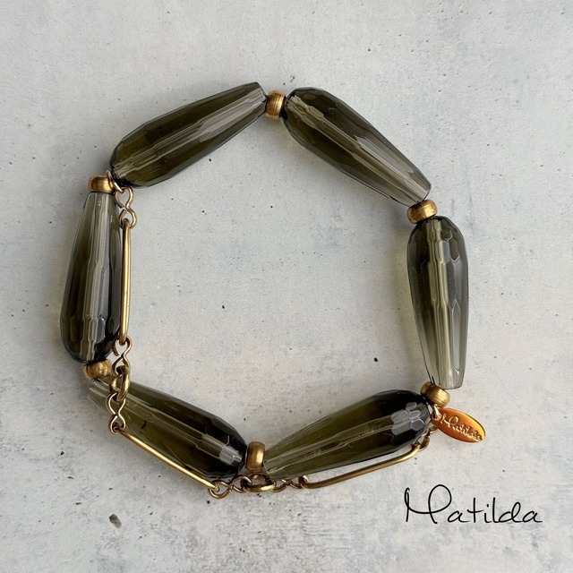 Chain & stone bracelet（スモーキークォーツ）