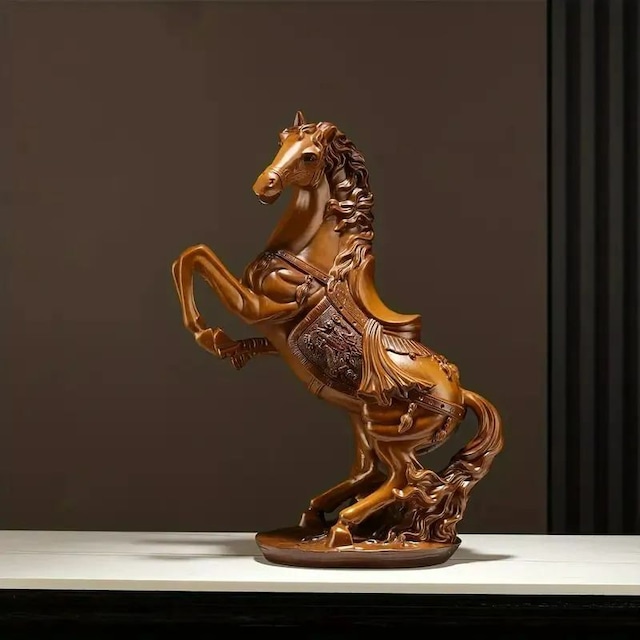 置物 馬 オブジェ ブラウン ブラック レッド 樹脂 彫刻 インテリア ホームデコ お洒落 かっこいい ヴィンテージ調 リビング オフィス 書斎 4-7