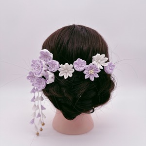 つまみ細工　かんざしセット　薄紫×白　小花の花束