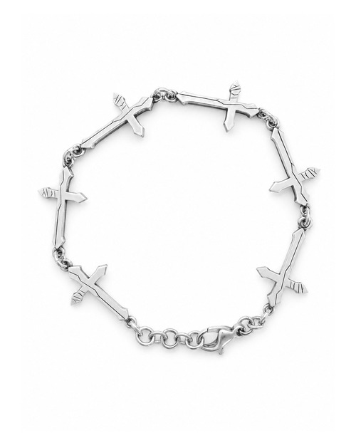 LAST NEST / cracked cross silver bracelet