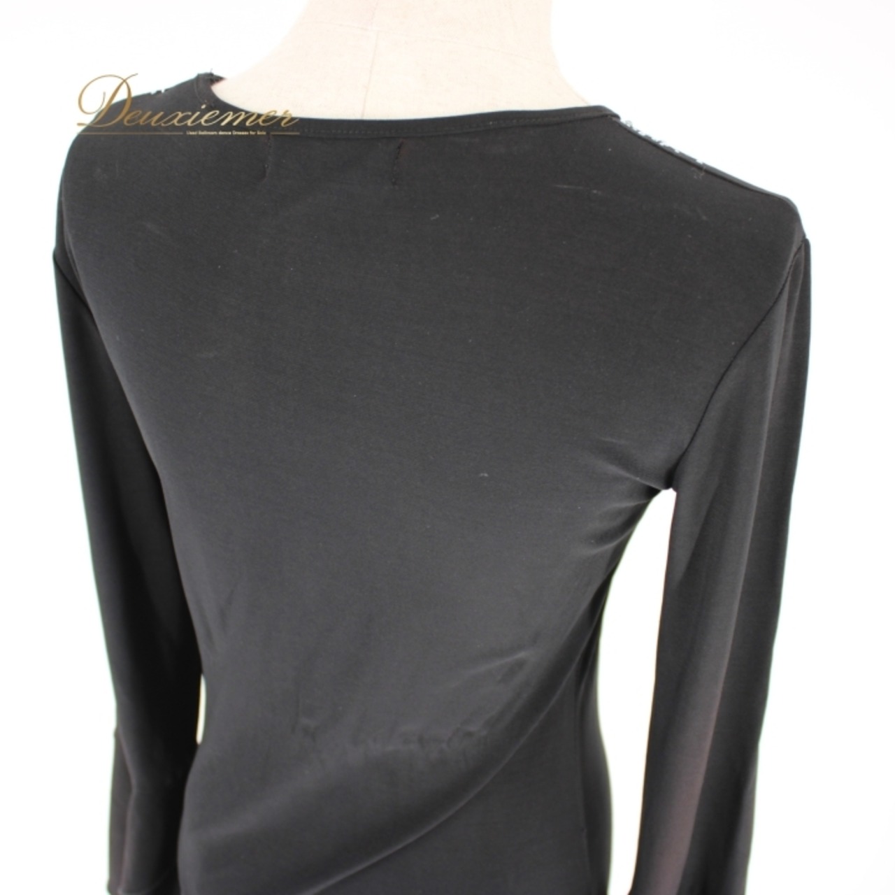 社交ダンス 衣装 スタンダード ドレス ワンピース レッスンウェア パーティドレス オールシーズン 黒 ブラック系 長袖 ラインストーン 無地 華やか おしゃれ 体型カバー フリースタイル シンプル 高級感 フェミニン 楽器の演奏や発表会に最適 キラキラ 伸縮素材 上品 秋冬用 パフォーマンス ゆったり 大人用 アシンメトリー デザイン ステージ衣装 女性用 ドレスコード