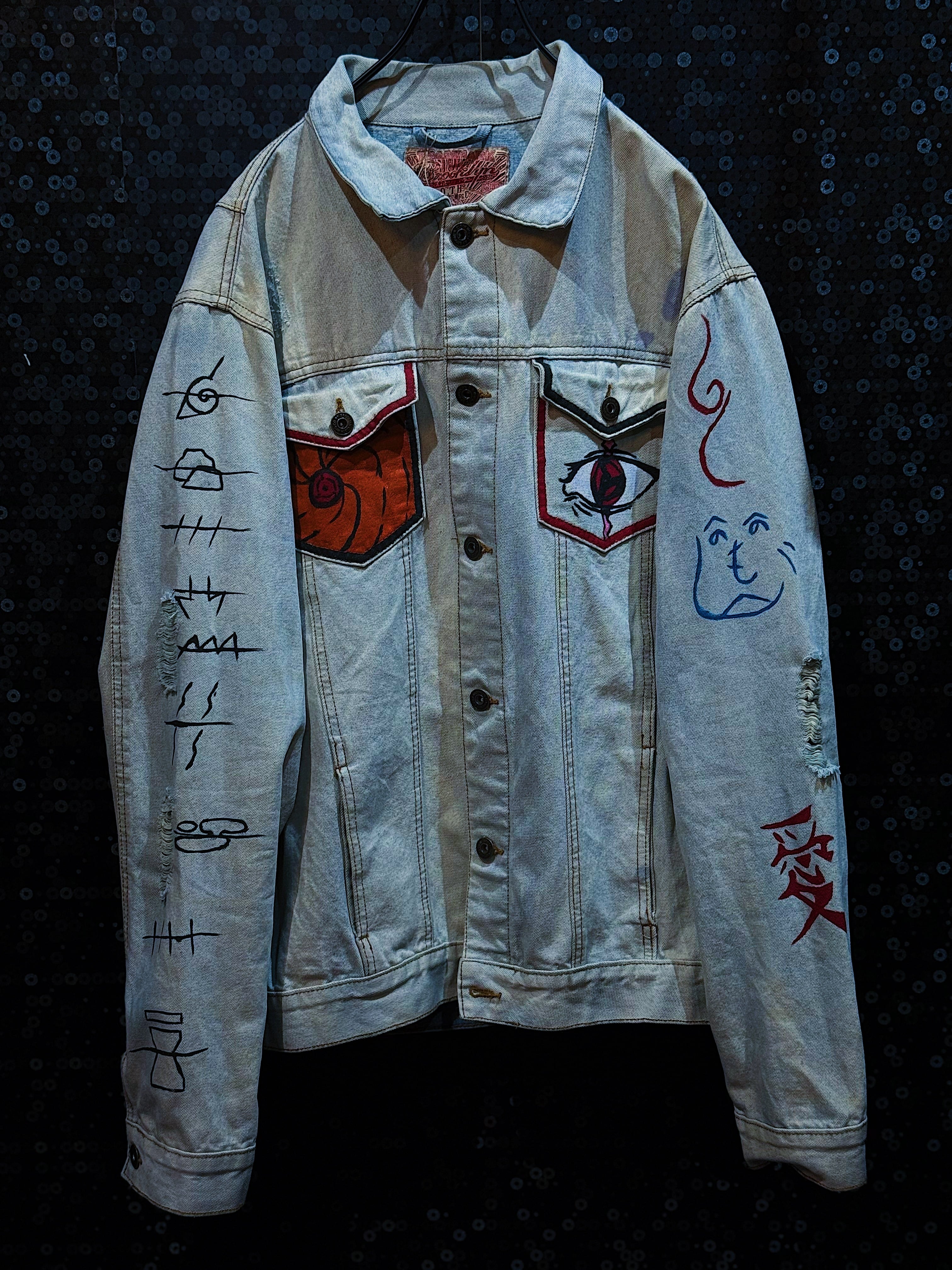 【ÆIEM】"NARUTO"vintage remake ring eye and swirl art denim jacket