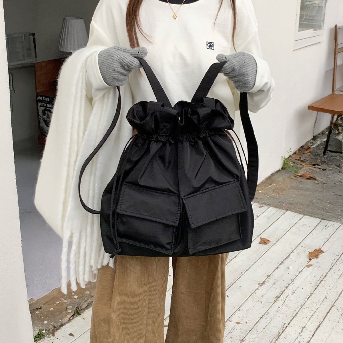 巾着 リュック レディース メンズ 韓国 ナイロン バッグ A4 大容量 軽量 通勤 通学 2way おしゃれ 大人 カジュアル トート リュックサック シンプル 大人可愛い 大人女子