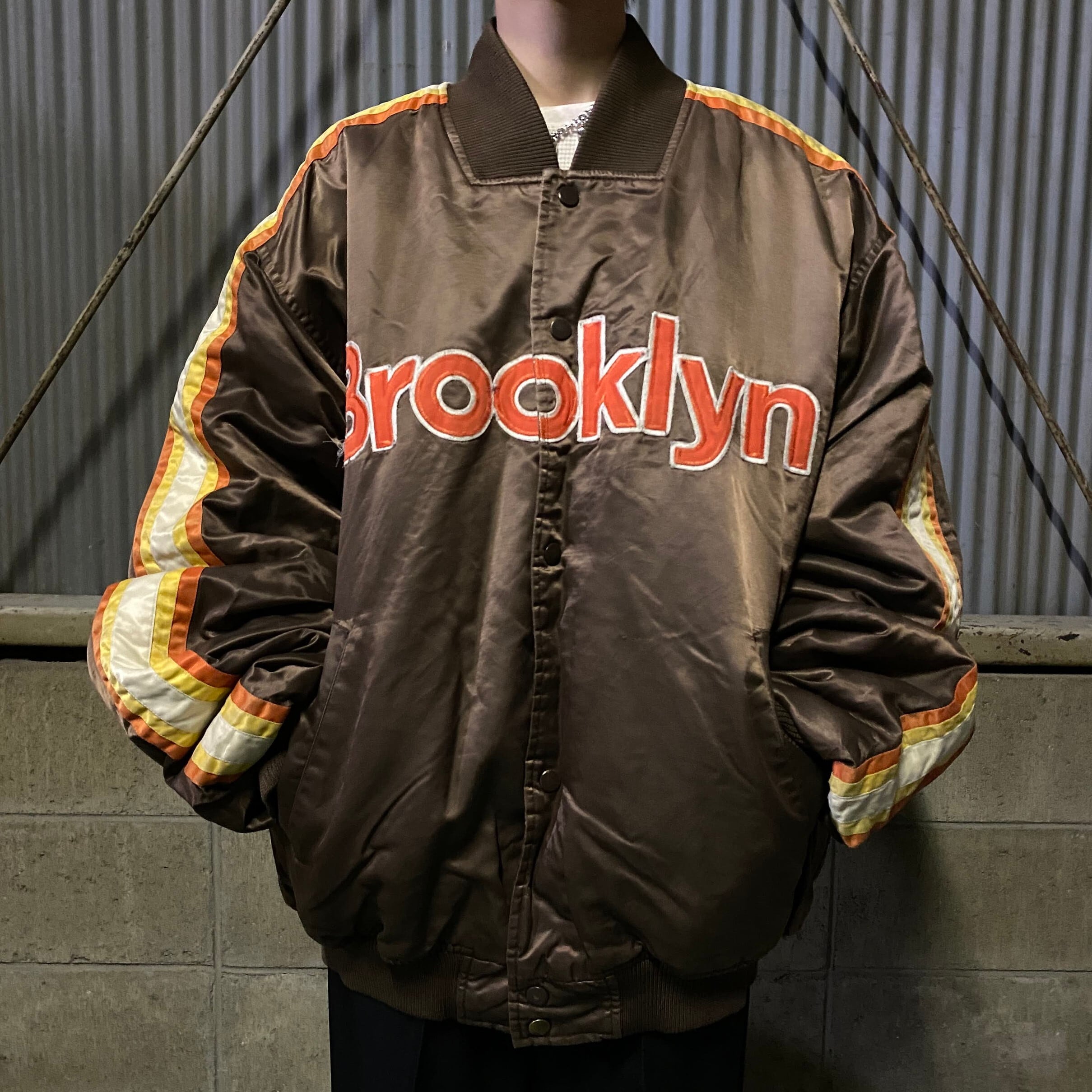 ビッグサイズ BROOKLYN XPRESS ナイロンスタジャン メンズXXL 古着 大きいサイズ ブラウン 茶色  【ナイロンジャケット】【cs2212-10a】【3anniv】 | cave 古着屋【公式】古着通販サイト