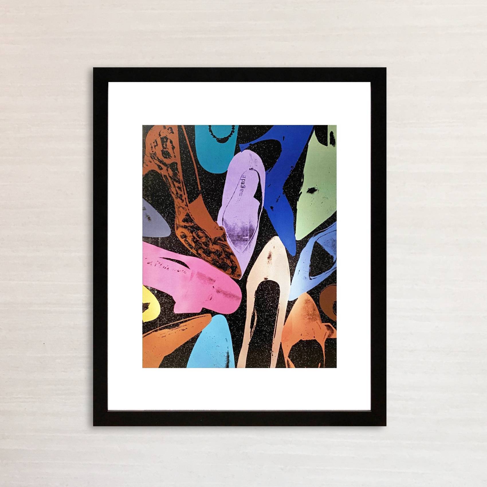 アンディ ウォーホル「ダイヤモンド ダスト シューズ(ランダム) ,1980」展示用フック付ポスター ポップアート 絵画