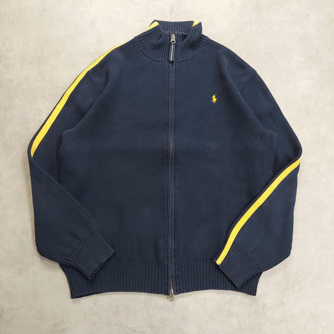 ポロバイ ラルフローレン ニット 古着 ジップ ポニー刺繍 L 紺 16596
