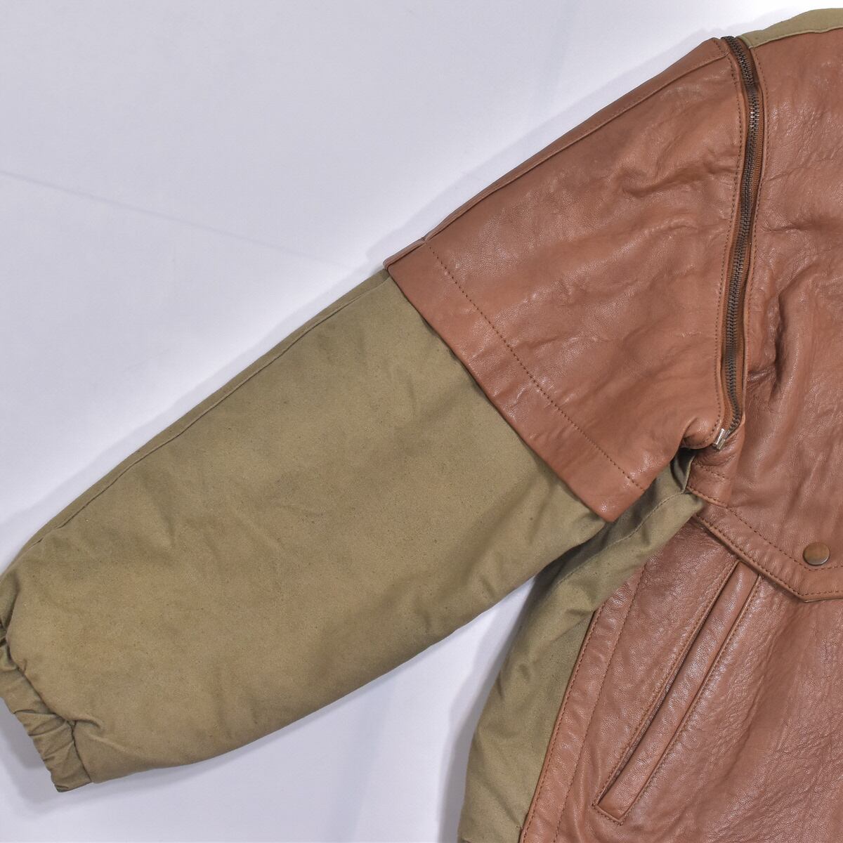 80s～ Leather Wear 異素材 切替デザイン 2way レザーブルゾン