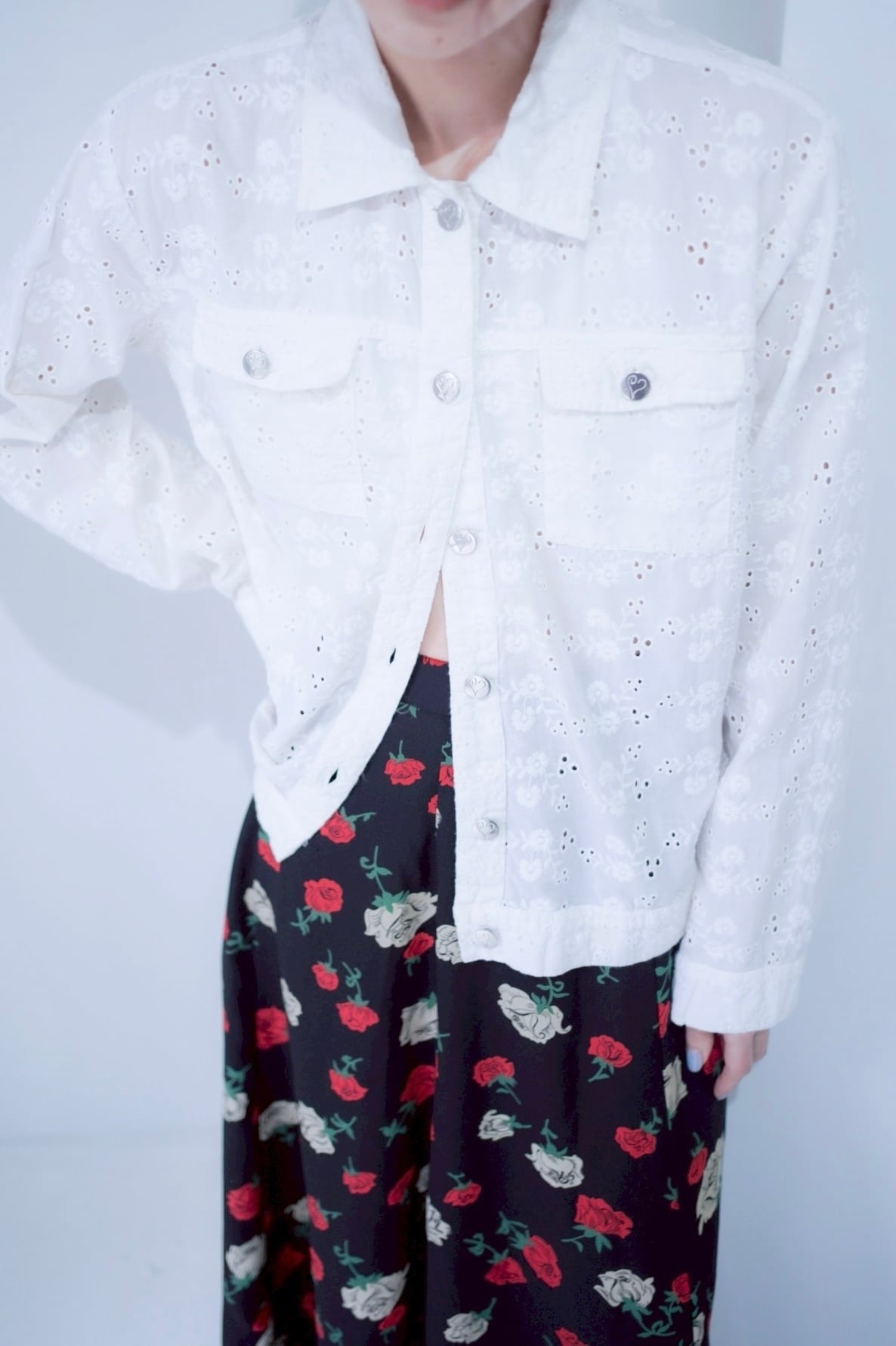 white flower lace jacket