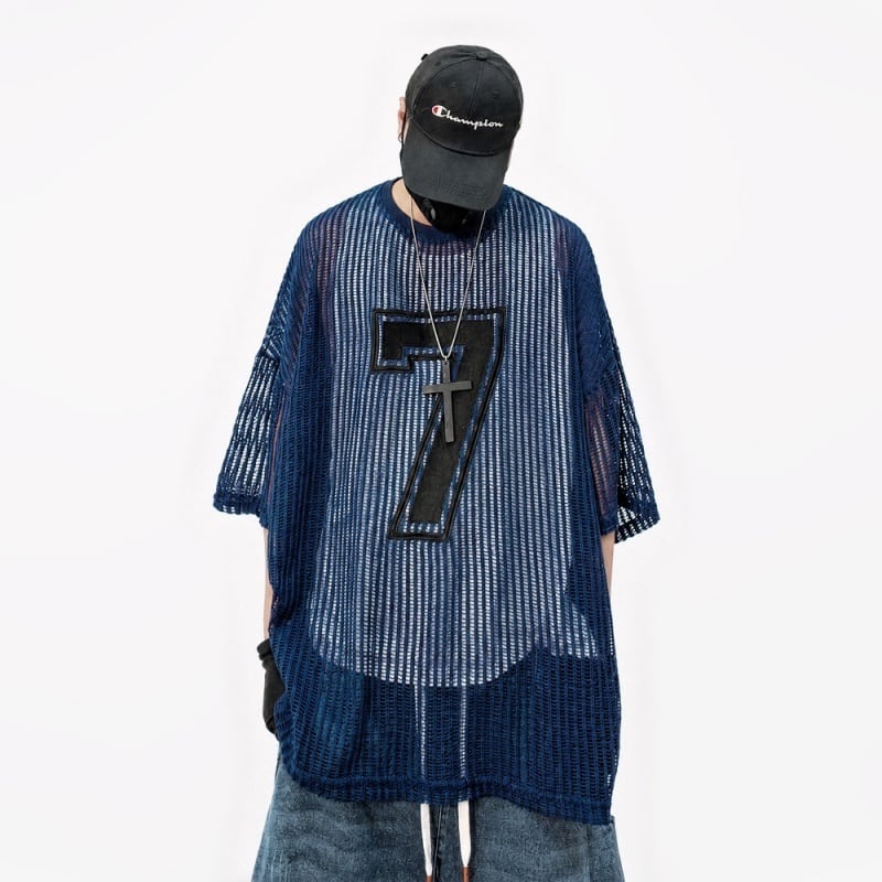UUCSCCメッシュ透かし編みスポーツ半袖Tシャツ