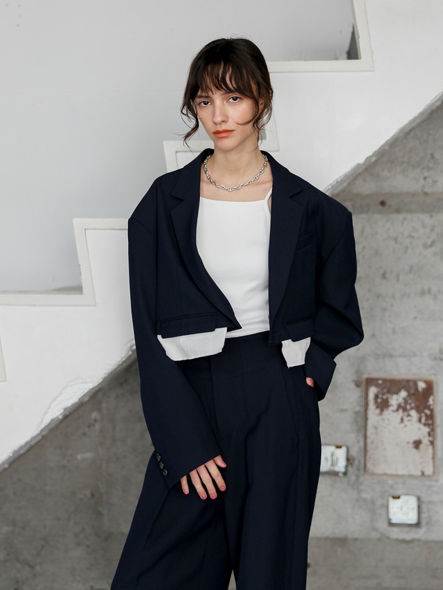 【Exclusive Line】oversize cropped jacket（navy）
