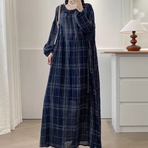 ウエストリボンチェック柄ワンピ ・8936 ウエストリボンチェック柄ワンピ ・8936