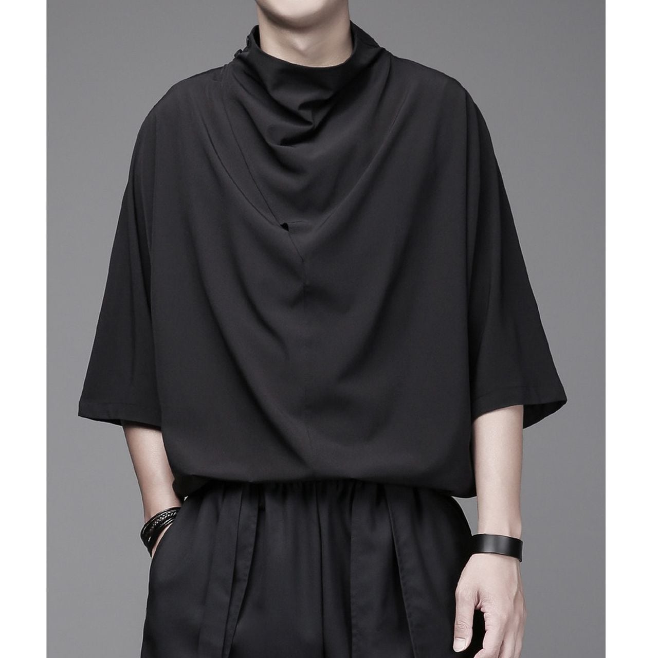 Simple High-Neck Short-Sleeve T-Shirt(MT1567)