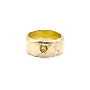 "Melty Heart series" basic L ring with color stone - gold