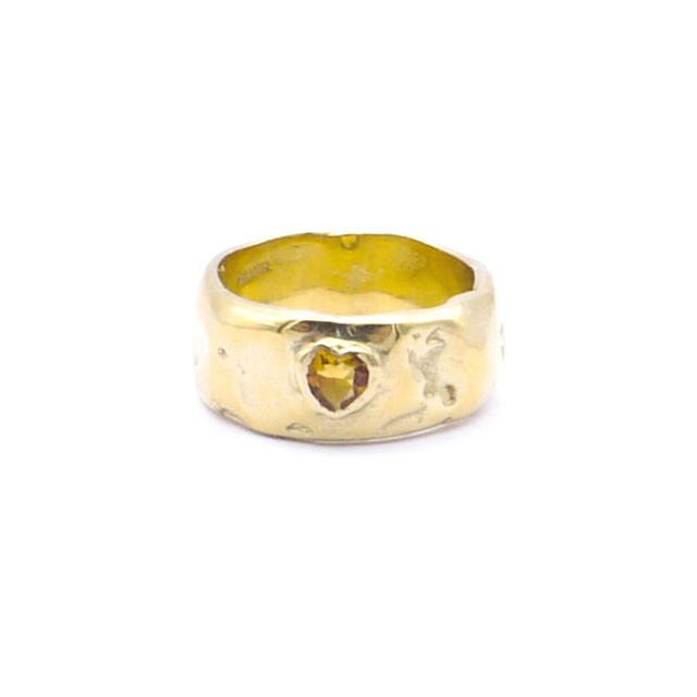 "Melty Heart series" basic L ring with color stone - gold