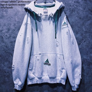 【doppio】vintage “adidas” performance logo design boro custom sweat hoodie