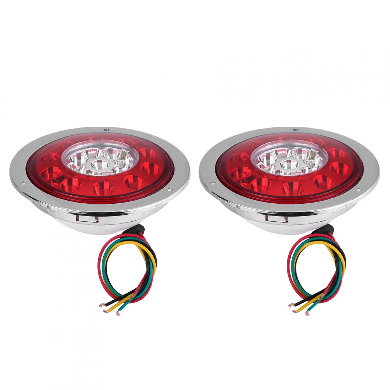 ストップランプ トラックテールランプ LEDテールライト プラスチック+クロームリング素材 19個LEDランプビーズ内蔵 輝度向上 最大限視認性を提供 防塵 耐衝撃性 耐水性 防塵性 DC12-24V トラック/トレーラー/車用