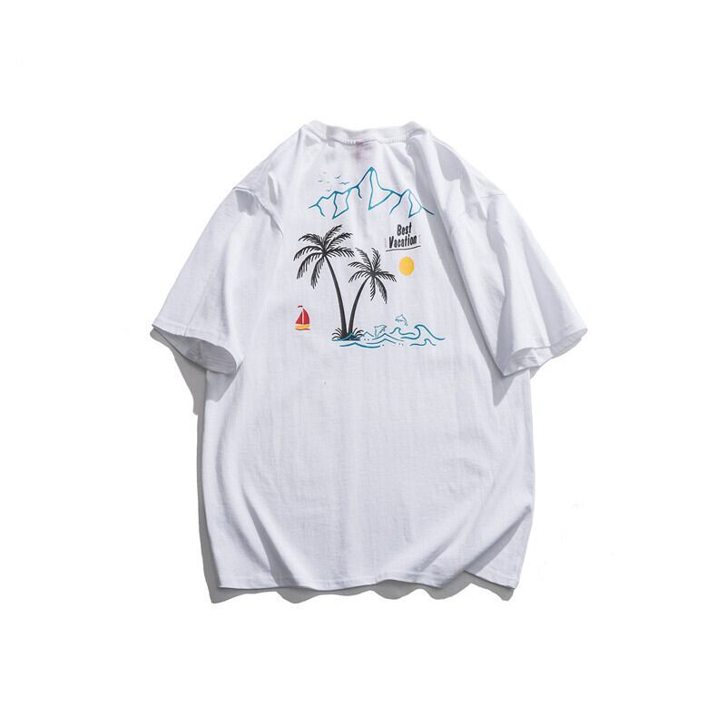 【新作】【送料無料】 Yidaoヴィンテージサマーニュービーチプリントメンズ半袖TシャツeseトレンドカジュアルオールマッチボトミングコットンTEE-Alibaba 夏物 ビンテージ hip6-161188269209968