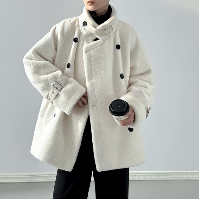 予約販売】ボアコート ブルゾン Pコート メンズ スタンドカラー