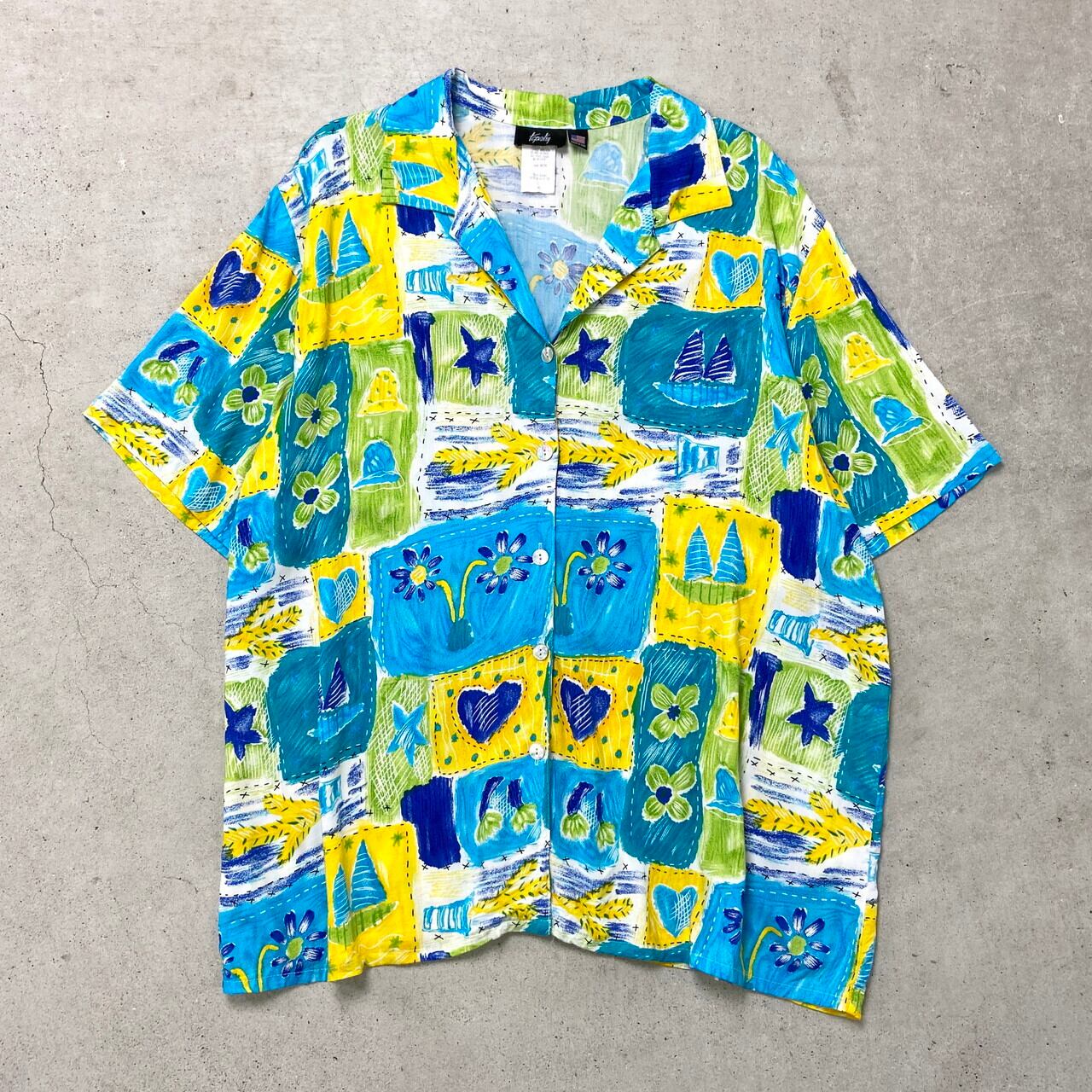 USA製 tapestry 半袖 レーヨン アロハシャツ メンズ3XL 古着 ビッグ