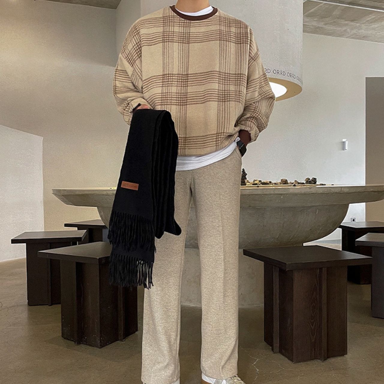 チェックパイピングニット　MT0080327