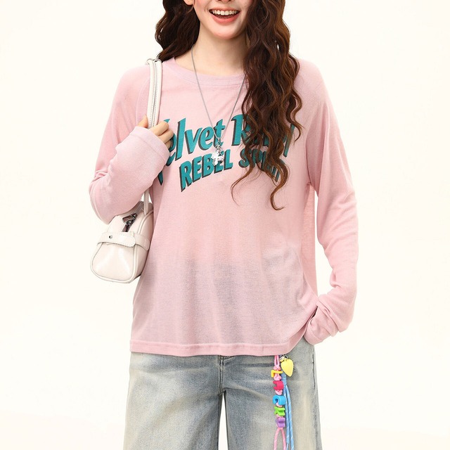 ヴィンテージライクロゴレタリングロングスリーブTシャツ 2col R02513