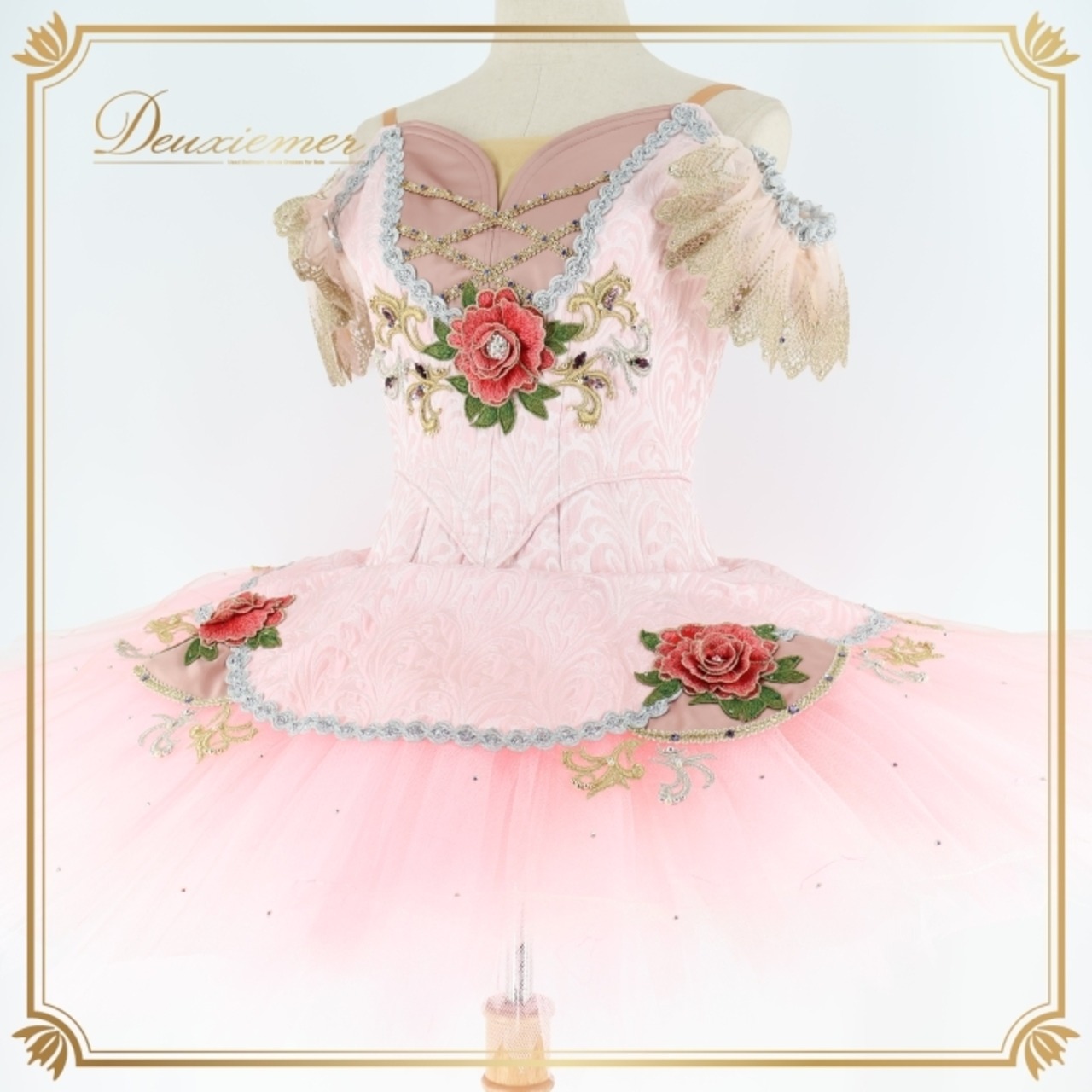 バレエ 衣装 チュチュ ドルシネア 金平糖 花 コンクール 発表会 パーティ ゴールド 金 ジュニア 子供 大人 ピンク系 かわいい おしゃれ ドレス フォーマル 舞台演技 レディース 女の子 発表 華やか スカート イベント
