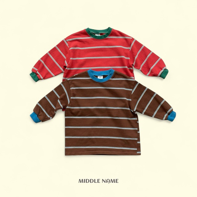 【取寄】middle name|autumn stripe tee|オータムストライプT