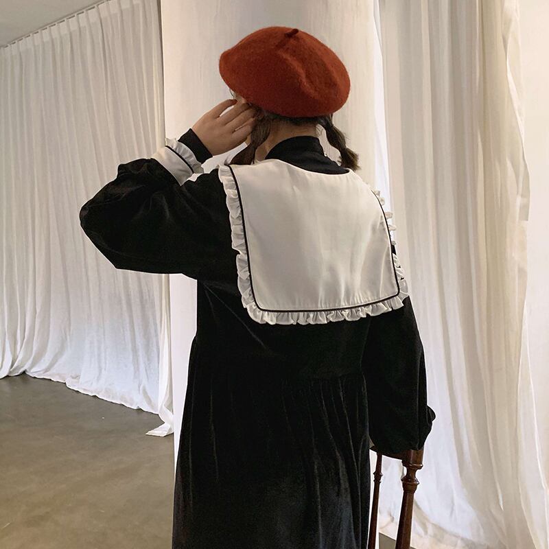 2020年春秋新作レディースダークフューネラルハイウエストスカートボウカレッジスタイルロングドレストレンド 萌量不足91270604096