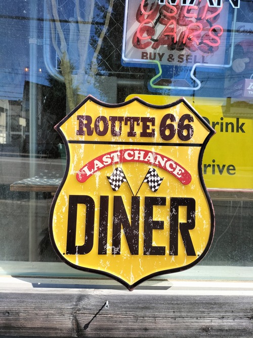 アメリカンダイカットエンボスサイン◆ROUTE66/ルート66◆diner