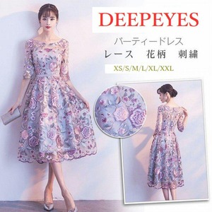 ★送料無料★9号(M)☆花柄刺繍のミディアムワンピース(OPN1002）