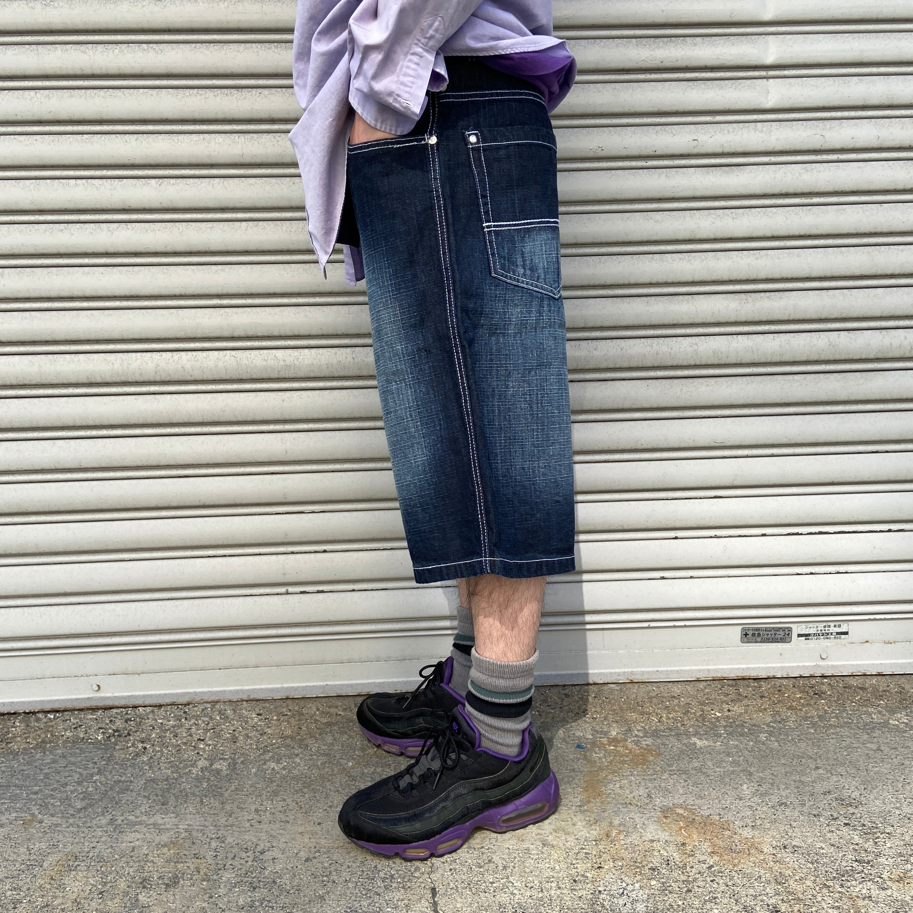 SOUTHPOLE サウスポール デニムバギーショートパンツ 紺 ワイド SOUTHPOLE サウスポール デニムバギーショートパンツ 紺 ワイド