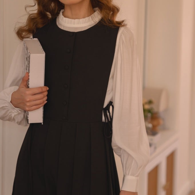 スタンドカラー ハイネックバルーンスリーブ ブラウス 00091