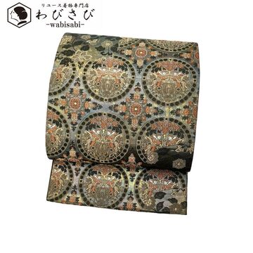 付下げ 中国総刺繍 乳臭く 扇に四季の花柄模様 雪輪に 