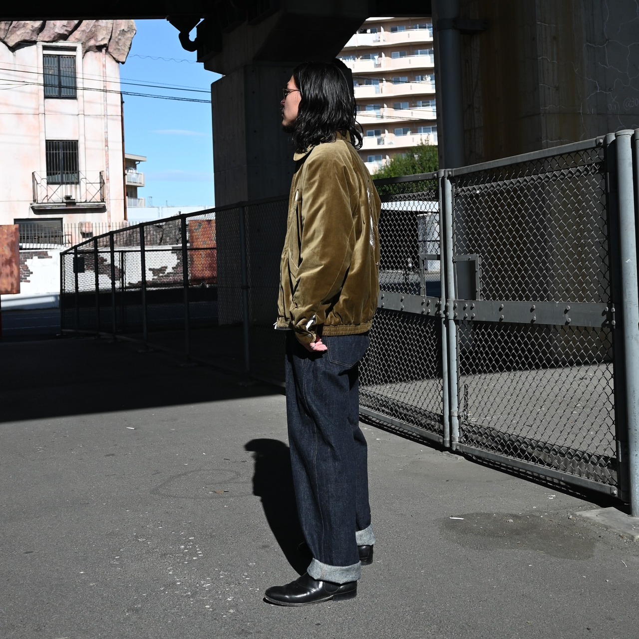 OLD JOE(オールドジョー)STUNNING VELVET SOUVENIR JACKET(Niwatori to Hiyoko)モス