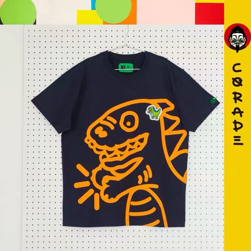 【予約販売商品】SorsorTシャツ 21年新作Corade 蛍光Orange恐竜Tシャツ　メンズ・レディース・ユニセックス