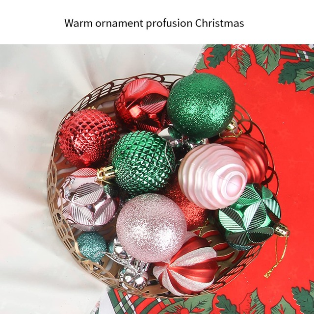 クリスマス ツリー オーナメント 直径3cm/6cm 7種類 豪華 26個 飾りセット クリスマスボール 飾り付け 可愛い おしゃれ キラキラ オーナメントボール デコレーション 部屋 店舗 パーティー 装飾 新年 家庭飾り用 北欧風 (ピンク+シルバー)